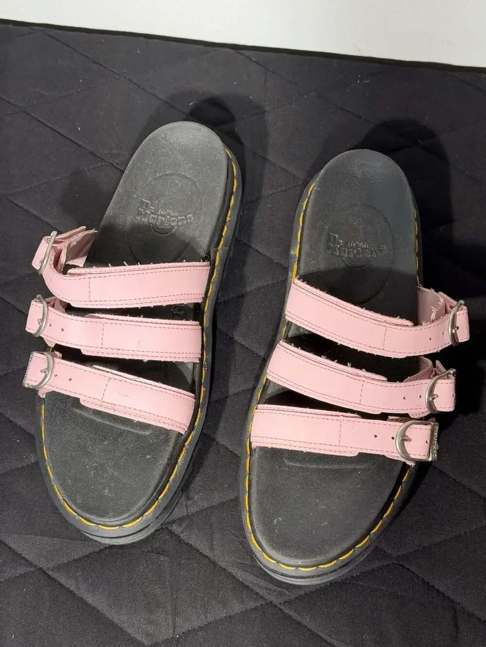 Dr. Martens Blaire Slide Leather Sandals in Pastel Pink